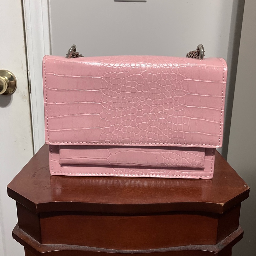Pink Croc-Embossed HandBag